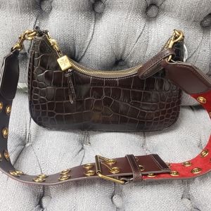 New Tory Burch 151 Mercer Embossed Crescent Bag